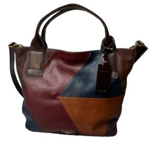 Fossil Women Emerson Satchel Dark Patchwork. NWOT